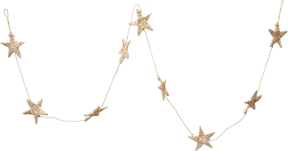 Creative Co-Op 72" L Hand-Woven Dried Natural Lata Star Garlands, Multi | Amazon (US)