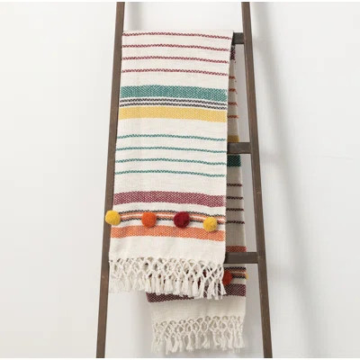 Mitre Pom Pom Cotton Throw Bungalow Rose | Wayfair North America