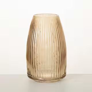 Influence Collection 8" Ribbed Amber Glass Vase | The Home Depot