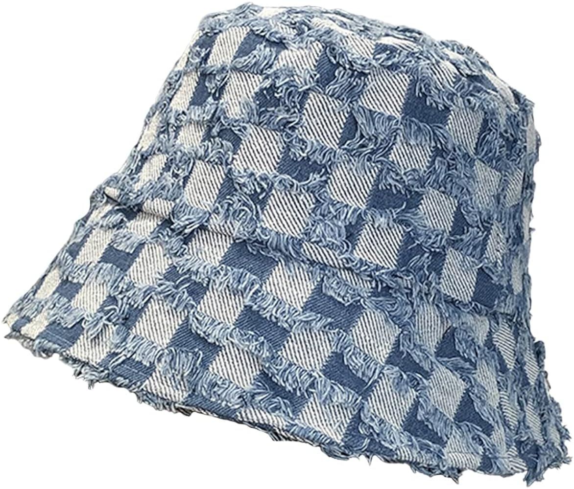 Denim Bucket Hat for Women Washed Packable Summer Beach Sun Hats Travel Bucket Hat for Women Men | Amazon (US)