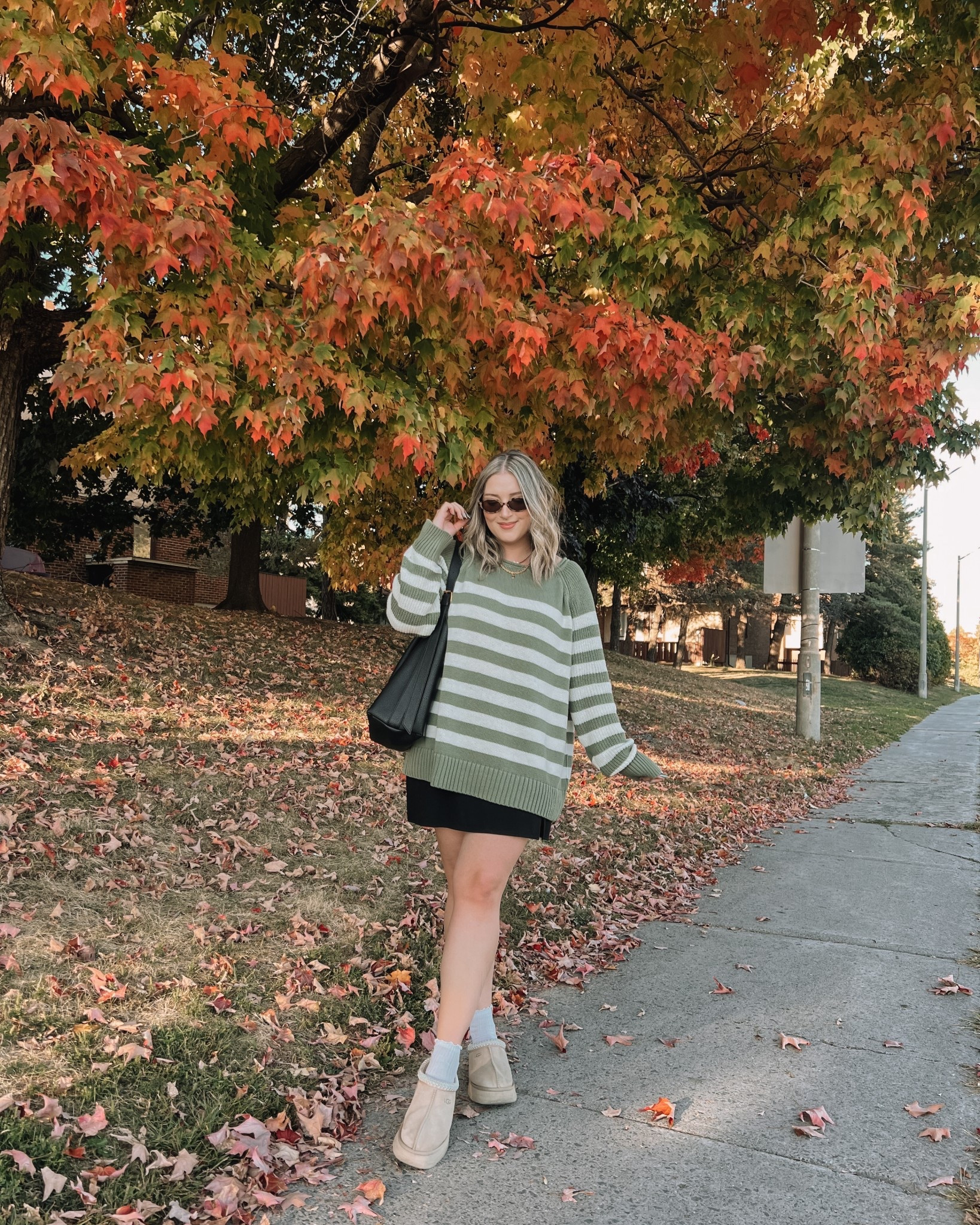 Casual fall outfit! Wearing my usual size L in the striped sweater. Linked similar black mini skirts. Ugg tazz platforms are super comfy! I’m usually a 9.5-10 and wear a 10


#LTKstyletip #LTKsale #LTKmidsize