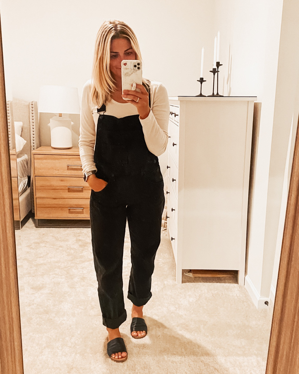 Casual work outfit | overalls | black overalls | black denim | free people

#LTKworkwear #LTKunder100