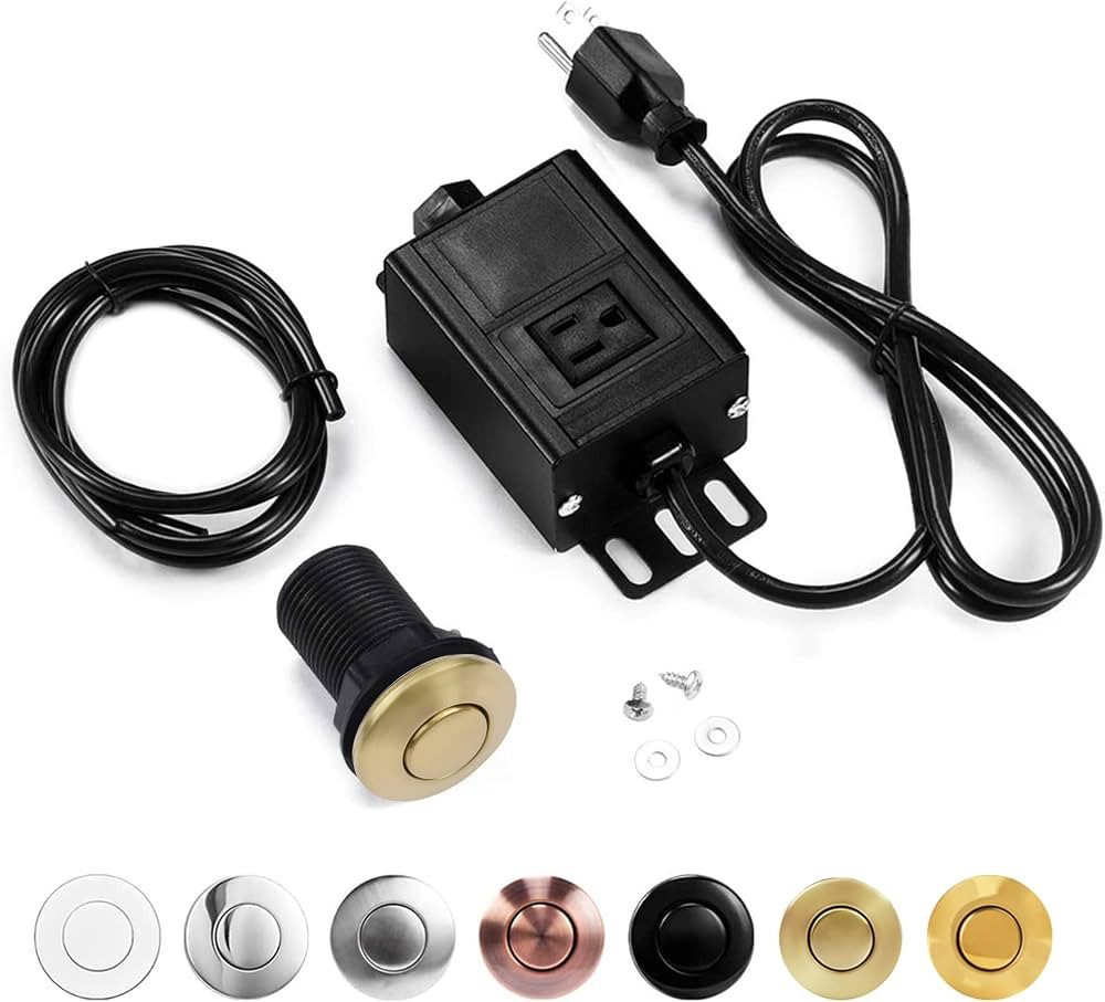 Garbage Disposal Air Switch Kit, Sink Top Waste Disposer 2" Brushed Gold On/Off Push Button with ... | Amazon (US)
