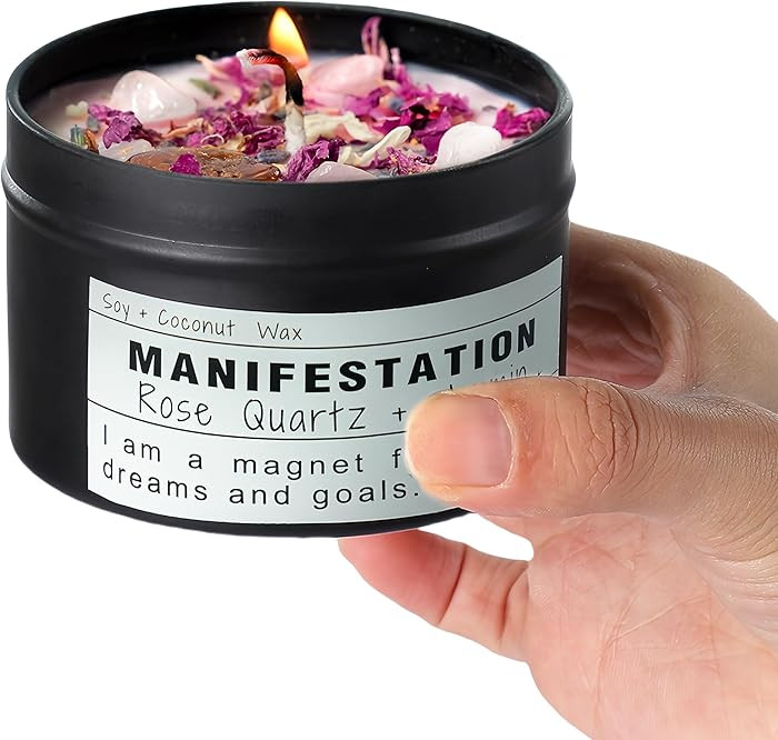 Crystal Soy Candles, Handmade Wishing Gifts, Wishing Law of Attraction, Moon Magic, Birthday Cand... | Amazon (US)