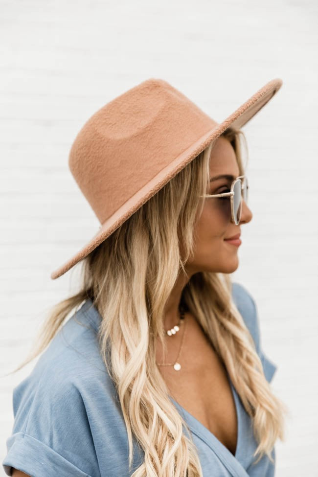 For Next Time Camel Wide Brim Fedora Hat | Pink Lily
