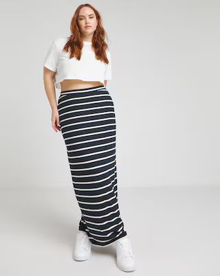 Navy Stripe Supersoft Maxi Tube Skirt | Simply Be | Simply Be (UK)