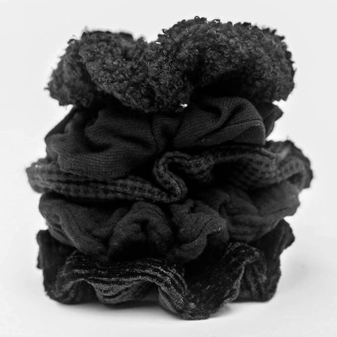 Kitsch Ultra Textured Scrunchies for Women, Hair Scrunchies, Ponytail, 5 Pack (Black) | Amazon (US)