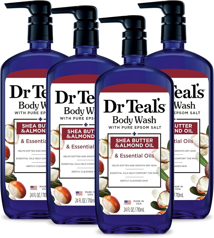 Dr Teal's Body Wash with Pure Epsom Salt, with Shea Butter & Almond Oil, 24 fl oz (Pack of 4) | Amazon (US)