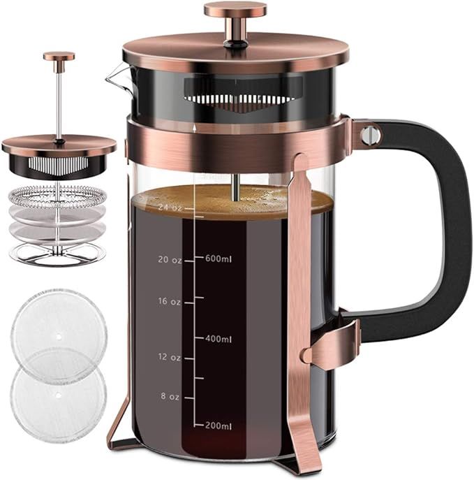 French Press Coffee Maker 34oz 304 Stainless Steel French Press with 4 Filter, Heat Resistant Dur... | Amazon (US)
