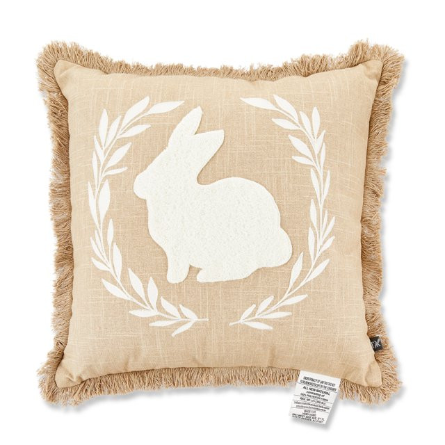 My Texas House 18" x 18" Tan Bunny Reversible Cotton Decorative Pillow | Walmart (US)