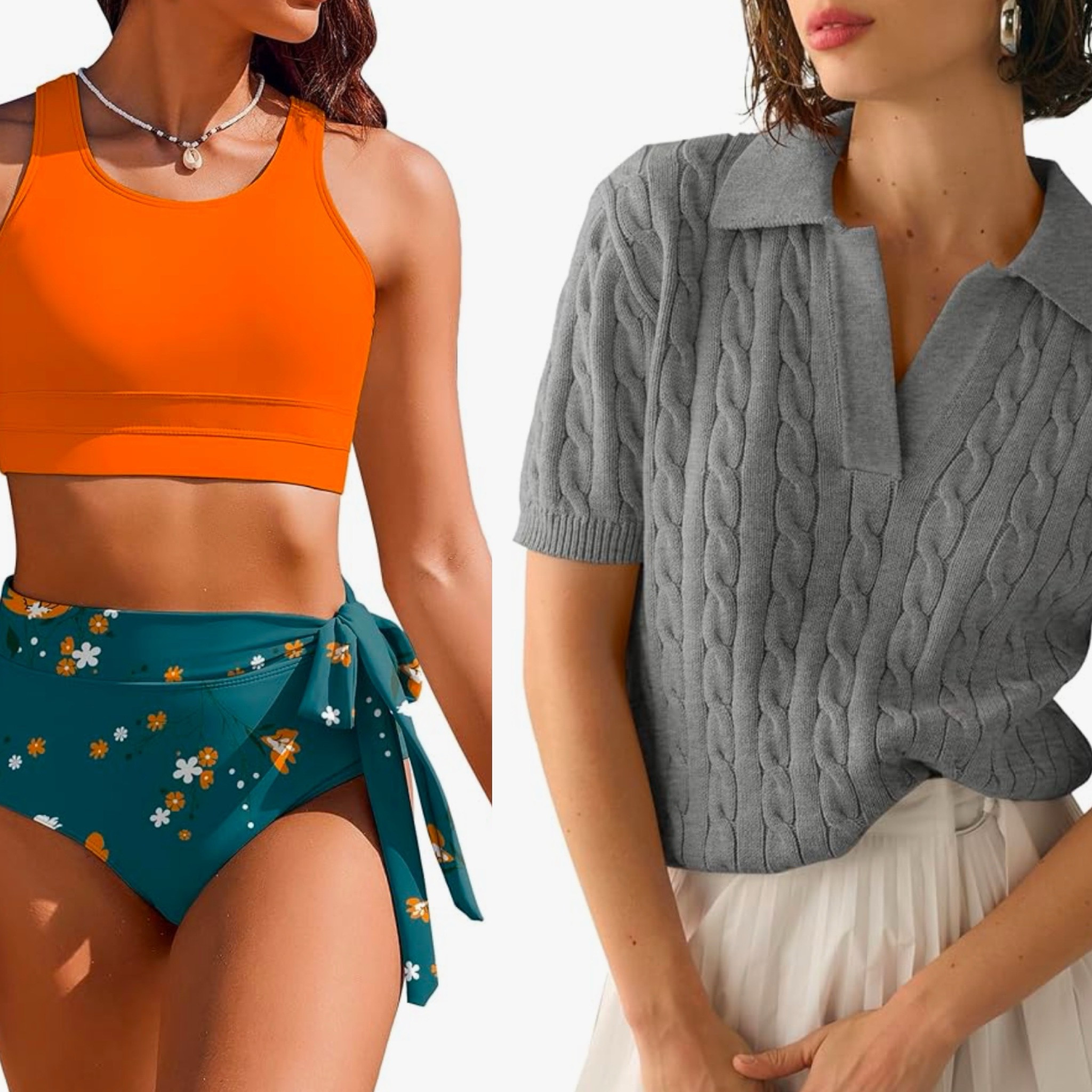 Purchased!!! Results from Saturday shopping — both items are on sale at Amazon!

Sporty, high waist, two piece, bikini style bathing suit

Cable knit short sleeve sweater with polo collar

#LTKFindsUnder50 #LTKSwim