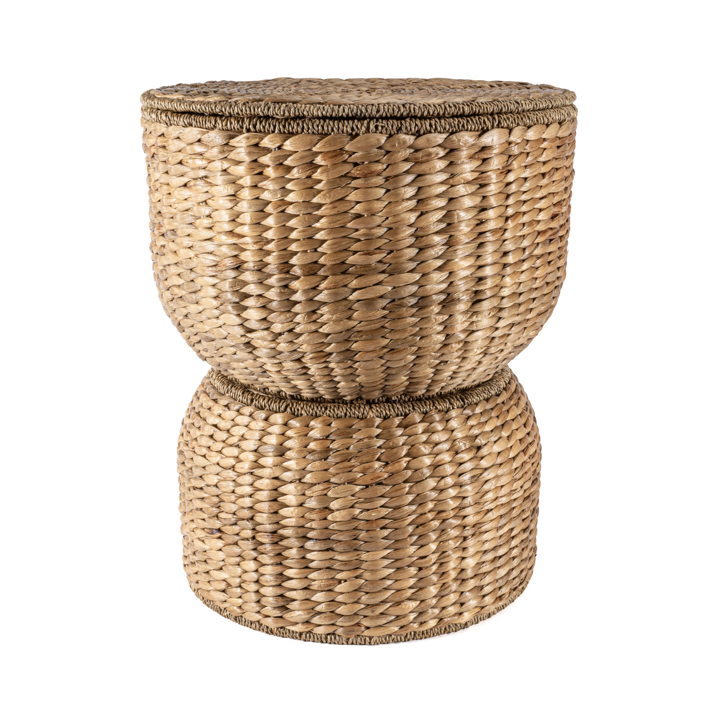 18" Hourglass Handwoven Hyacinth Storage Accent Table with Lid | Wayfair North America