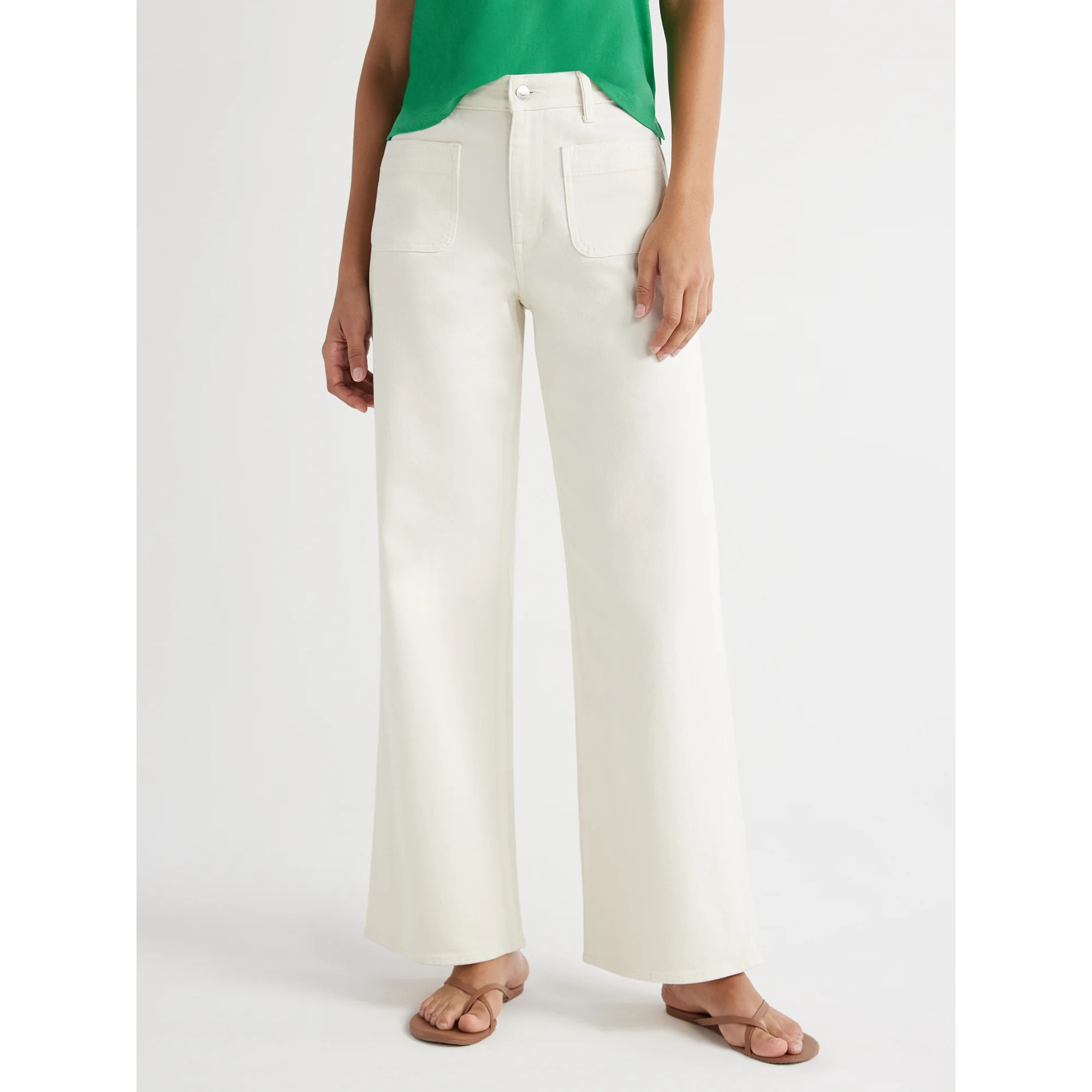 Free Assembly Women’s Patch Pocket Wide Leg Jeans, 30” Inseam - Walmart.com | Walmart (US)