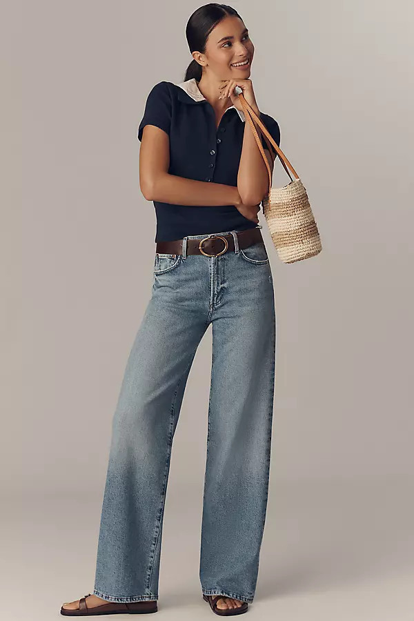 Harper Mid-Rise Relaxed Straight-Leg Jeans | Anthropologie (US)