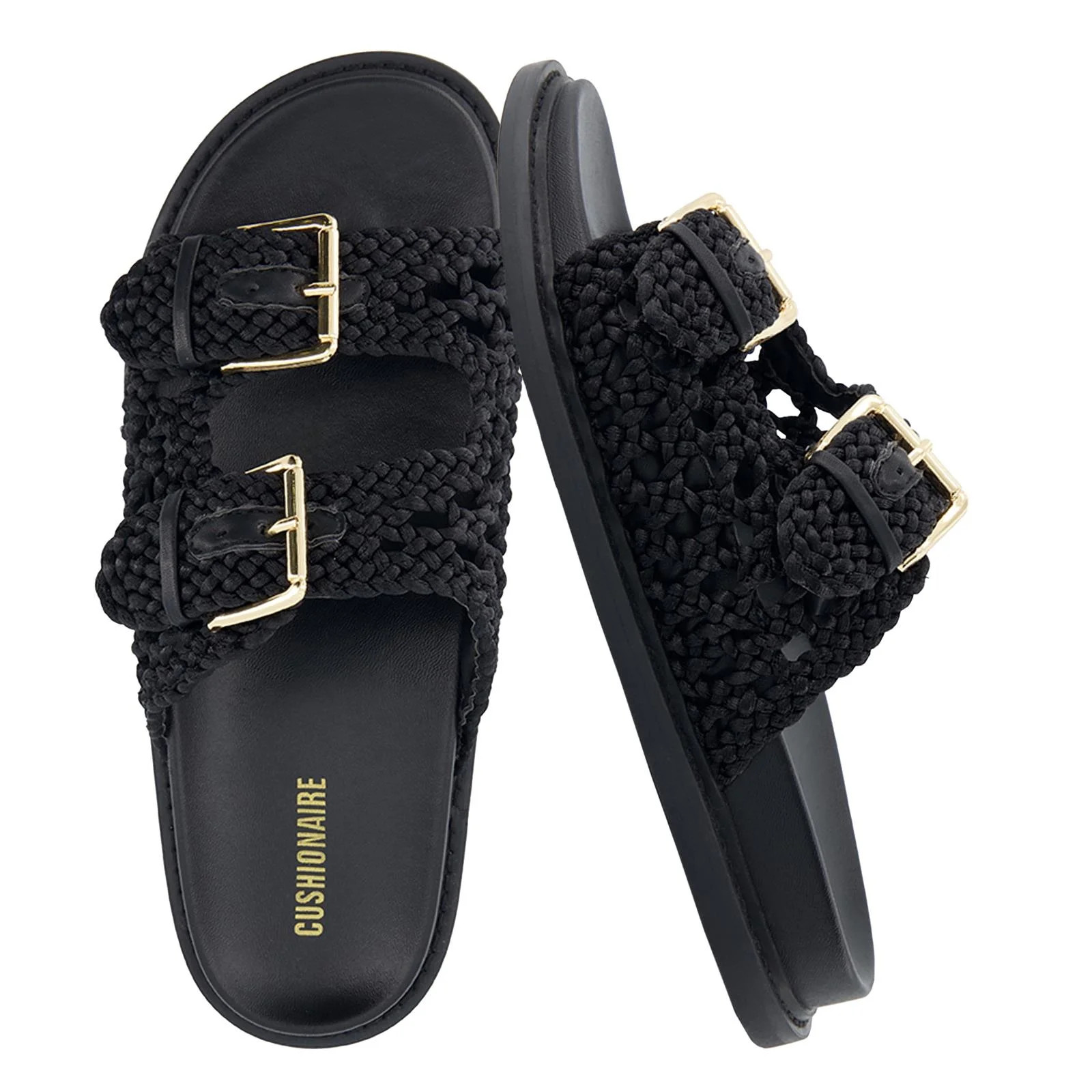 Cushionaire Weaver Summer Sandals for Women - Shiny Raffia Woven Slip On Womens Slides with Adjus... | Walmart (US)