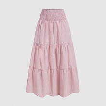 Womens Light Pink Long Skirt Retro SkirtStriped Skirt | SHEIN