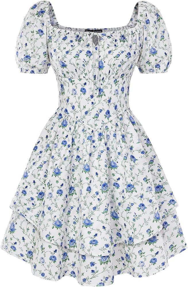 SCARLET DARKNESS Sommerkleid Damen Blumenmuster Kurzer Strandkleider A-Linien Mini Plissierter Sa... | Amazon (DE)