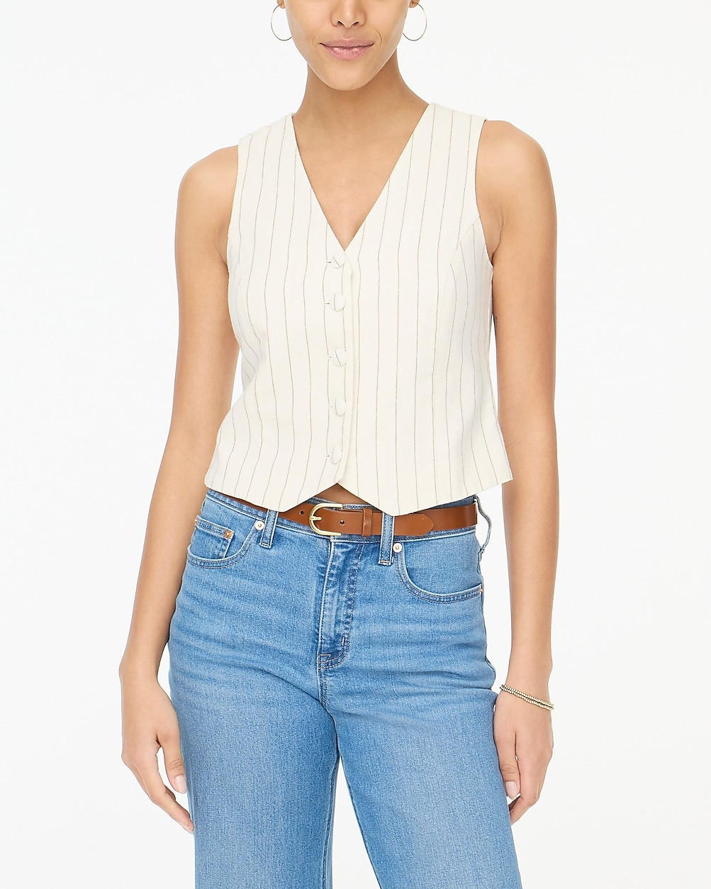 Striped linen-blend vest | J.Crew Factory