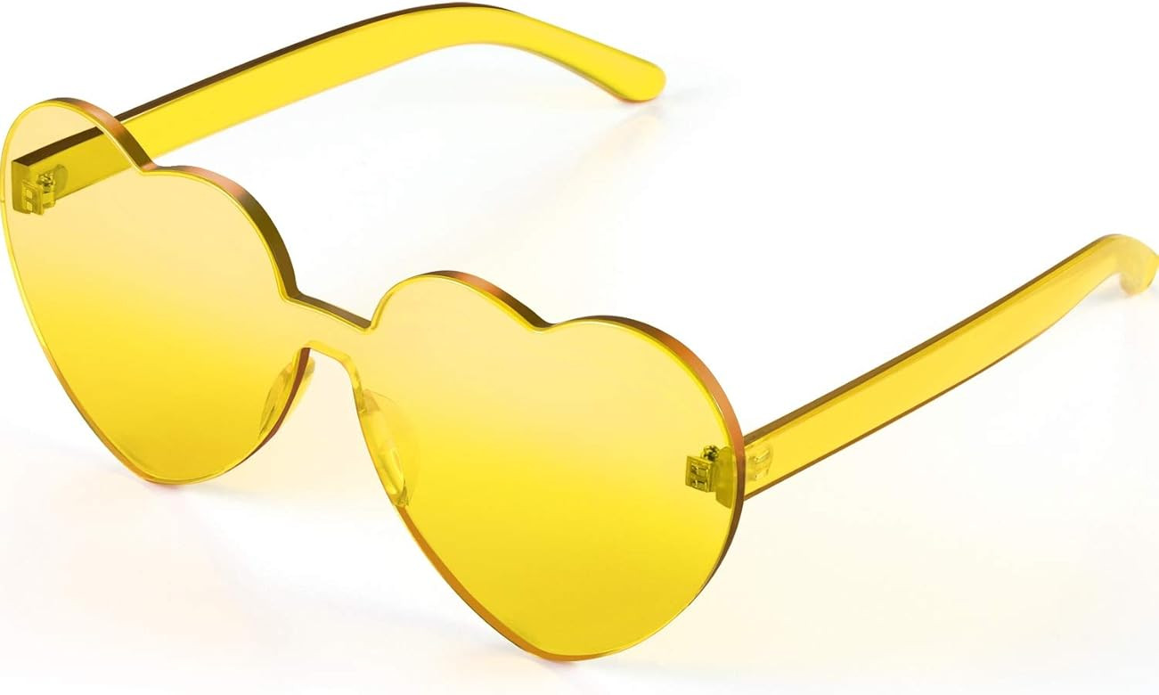 Maxdot Heart Shape Sunglasses Rimless Transparent Heart Glasses Colorful Party Favors | Amazon (US)