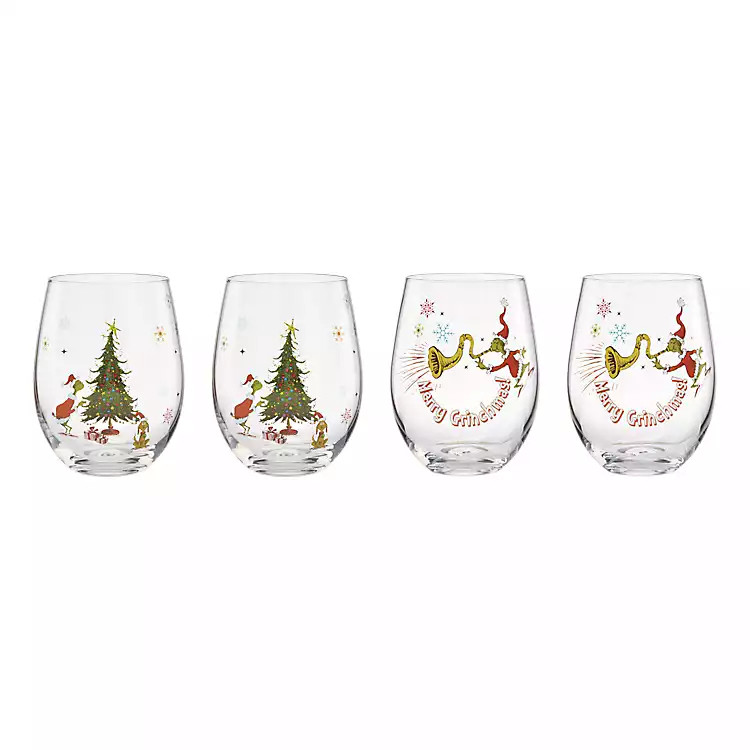 Lenox Merry Grinchmas Glass Tumblers, Set of 4 | Kirklands Home | Kirklands