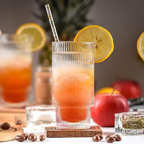 Greenline Goods Ripple Drinking Glasses - 12 oz Modern Kitchen Glassware Set - Unique Vintage Cups F | Amazon (US)