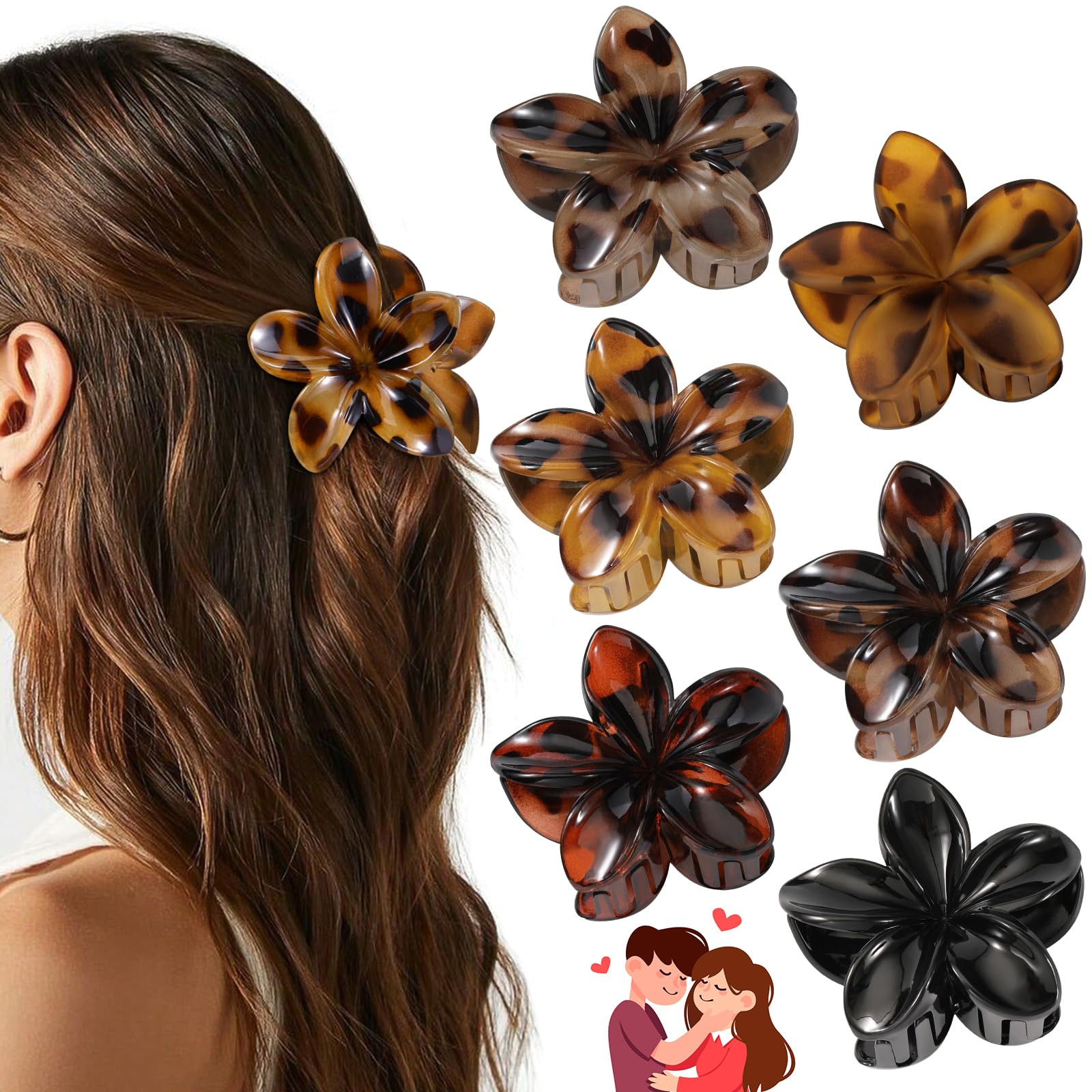 6 PCS Flower Hair Clips for Women, Hawaiian Flower Claw Clips for Thick Thin Hair, Cute Daisy Jaw... | Amazon (US)