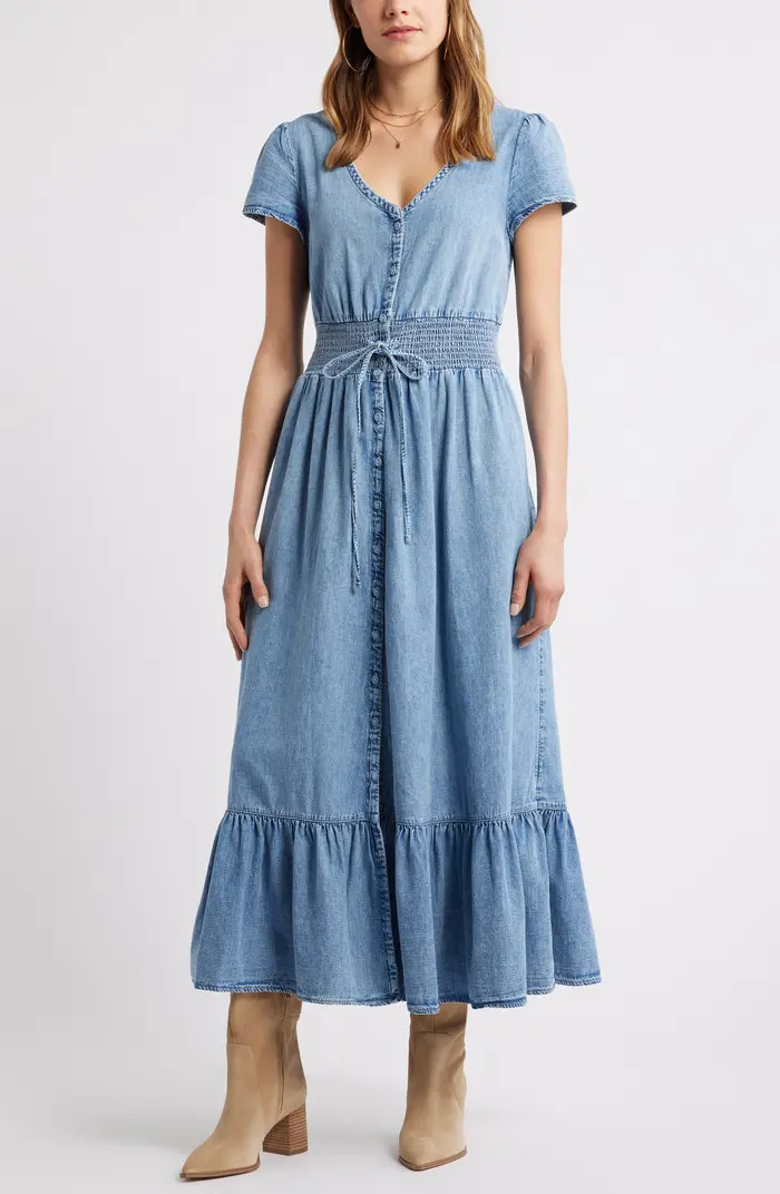 Smocked Waist Chambray Maxi Dress | Nordstrom