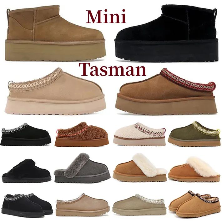 Size 35-44 Tasman Slippers Winter Boots Chestnut Fur Slides Sheepskin Shearling Mules Women Men U... | DHGate