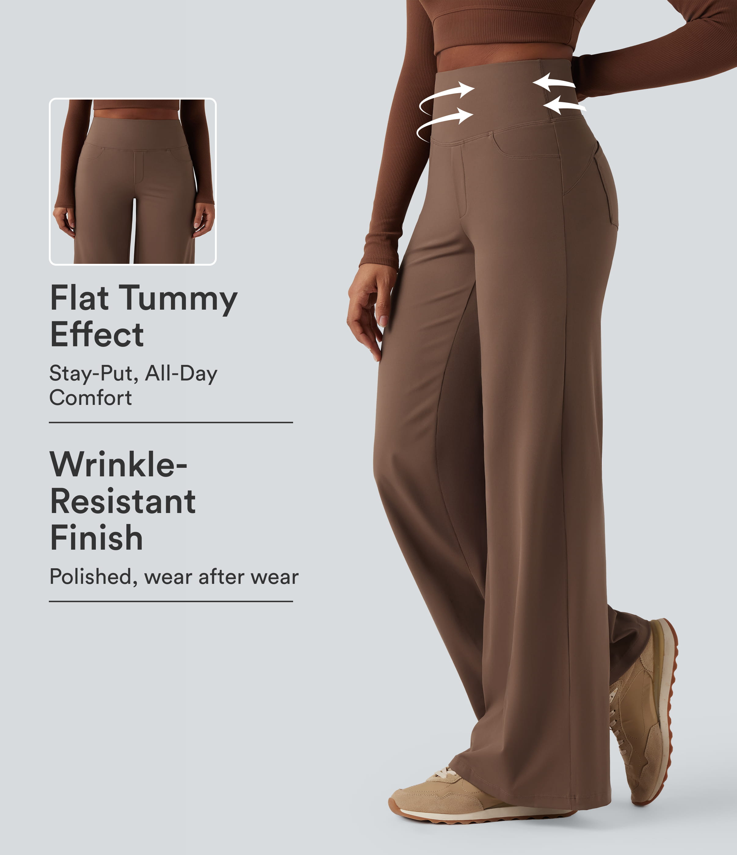 Women\u2019s DayStretch High Waisted Tummy Control Wide Leg Yoga Trousers with Pockets | Halara UK