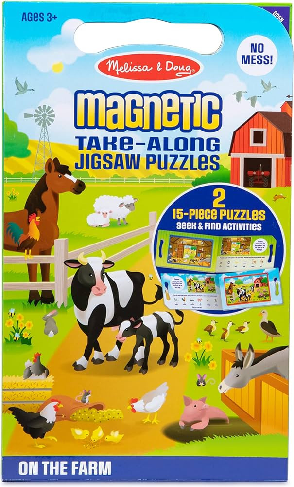 Melissa & Doug Take-Along Magnetic Jigsaw Puzzles Travel Toy On the Farm (2 15-Piece Puzzles) - P... | Amazon (US)