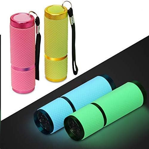 Adecco LLC 9 LED Glow in Dark Flashlights, 4 Pack Rubber Coated Small Flashlights with Straps, Po... | Amazon (US)