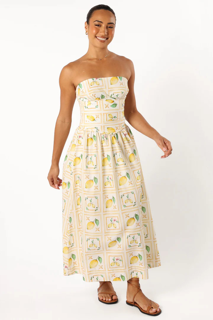 Cintrico Strapless Midi Dress - Lemon | Petal & Pup (US)