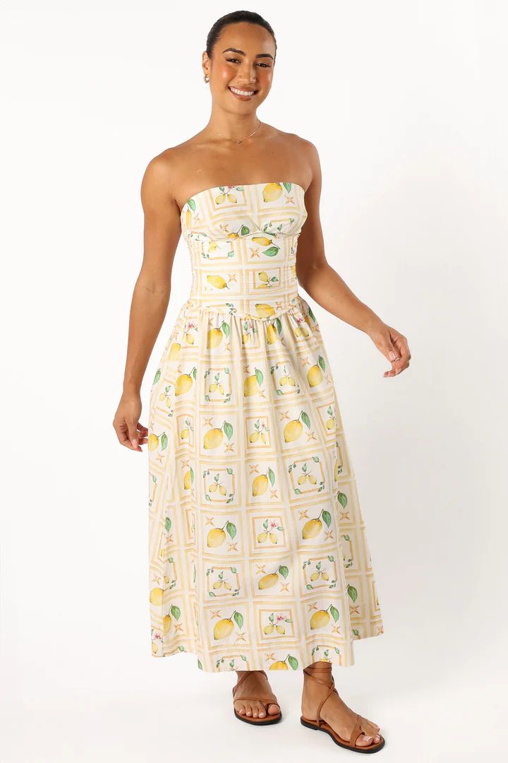 Cintrico Strapless Midi Dress - Lemon | Petal & Pup (US)