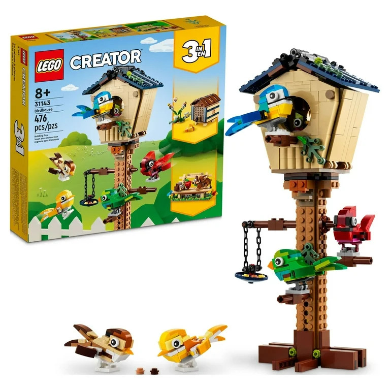 LEGO Creator 3in1 Birdhouse 31143, Birds to Hedgehog to Beehive Set, Forest Animal Figures, Build... | Walmart (US)