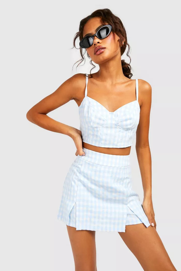 Textured Gingham Bralette | Boohoo.com (US & CA)