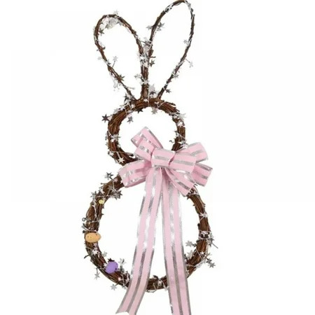 Easter Wreath For Front Door Cute Rattan Bunny Wreath For Spring Home Indoor And Outdoor Window Wall | Walmart (US)
