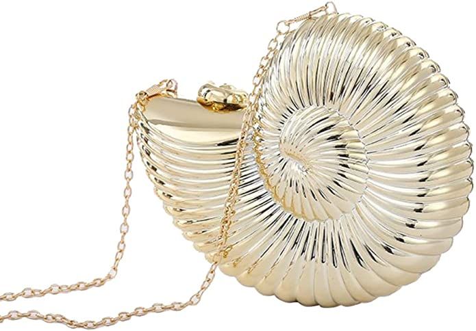 TOKYO-T Gold Evening Purses and Clutches for Women Seashell Crossbody Shiny Bag Chain | Amazon (US)