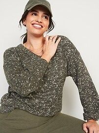 Oversized Voop-Neck Cotton-Stretch Tunic Sweater for Women | Old Navy (US)