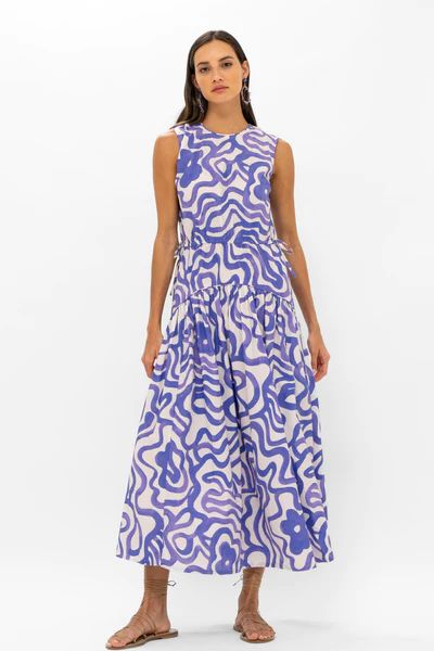 Sleeveless Piped Maxi- Ashbury Indigo | Oliphant Design