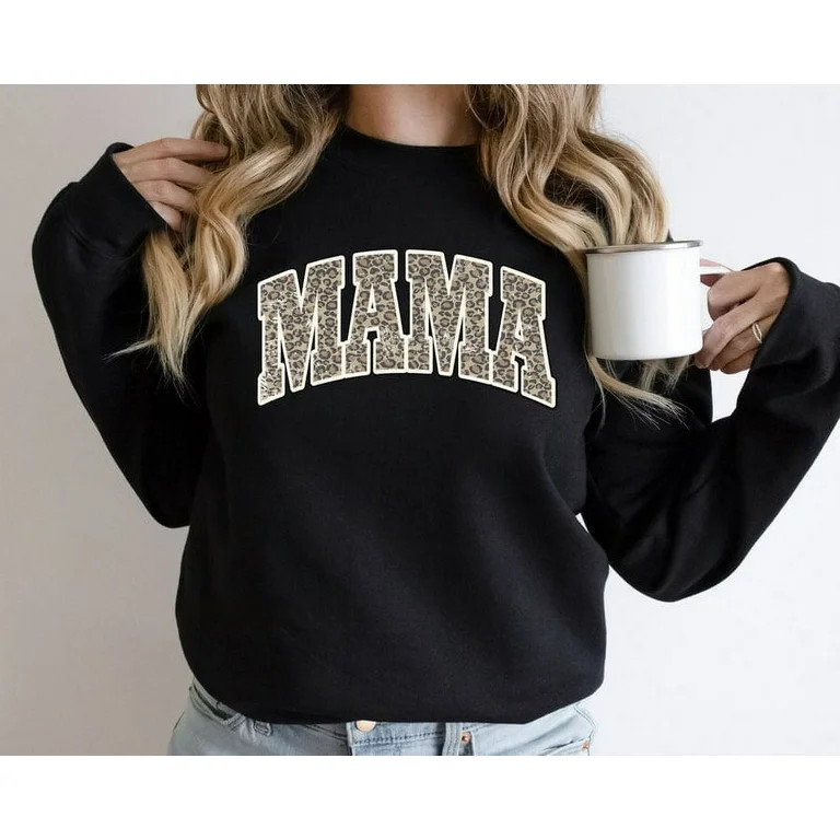 Mama Leopard Sweatshirt, College Font Mama Sweatshirt, Retro Mom Sweatshirt, Mama Hoodie, Mama Gi... | Walmart (US)