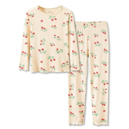 Strawberry Pajama Set for Baby / Toddler / Little Girls Footless 2 Piece Long Sleeves & Pants PJs Size 5T | Walmart (US)