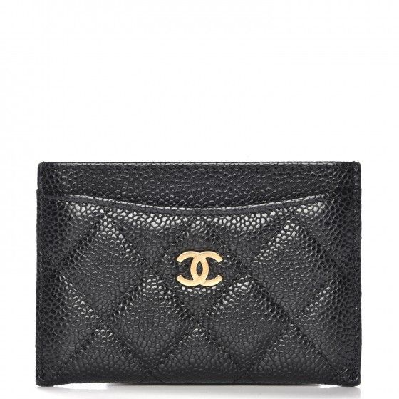 Chanel CC Card Holder Quilted Diamond Caviar Gold-tone Black | StockX