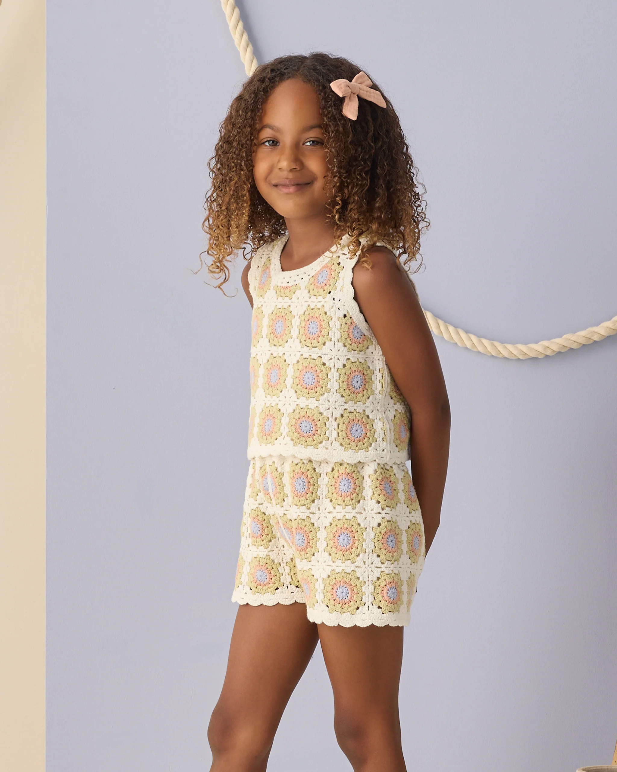 Crochet Tank Set Citron Daisy Check | Rylee + Cru