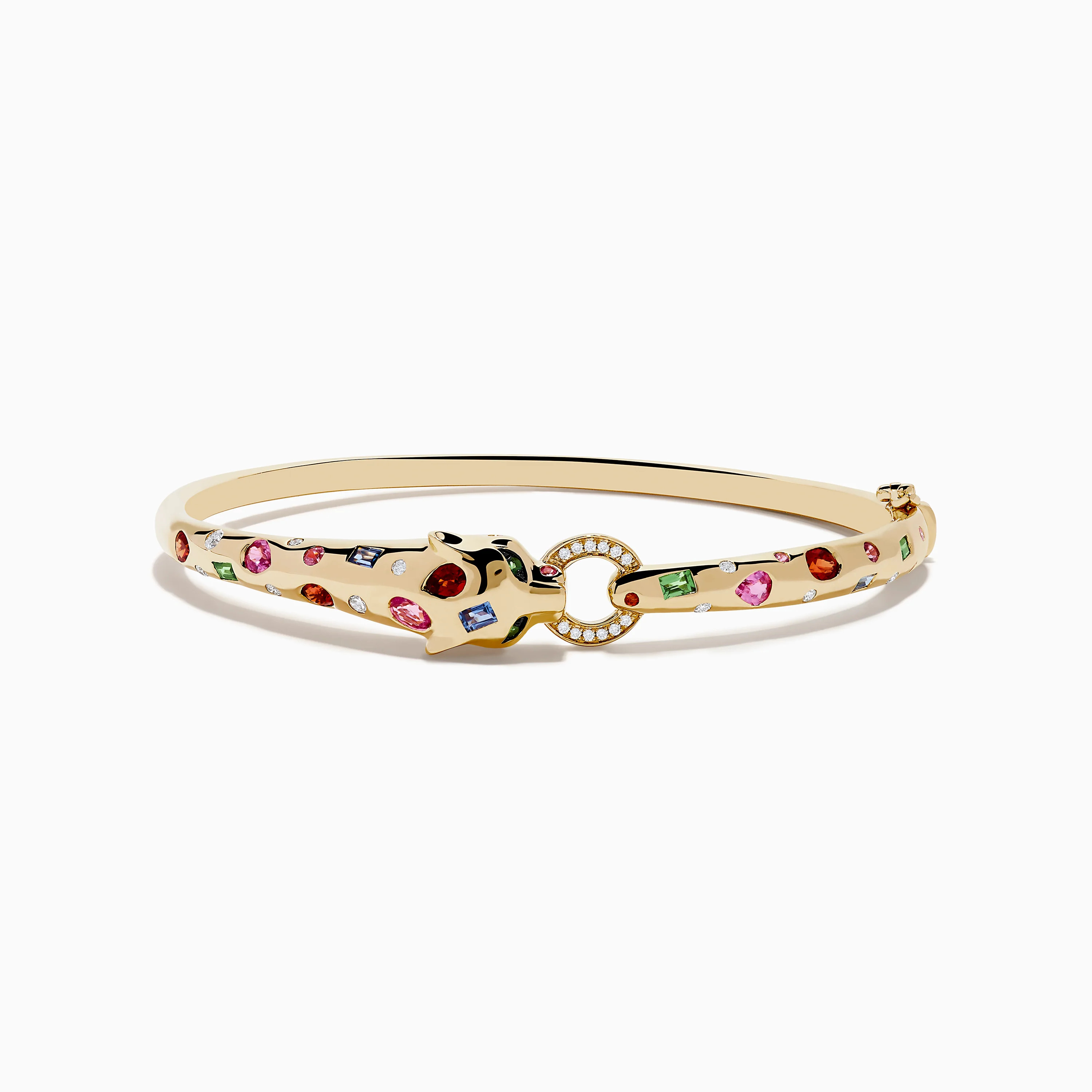 Signature 14K Gold Multi Sapphire and Diamond Panther Bangle | Effy Jewelry