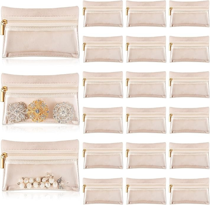 Uiifan 36 Pcs Travel Jewelry Bag Bulk Zipper Jewelry Pouch Flannel Portable Pocket Organizer for ... | Amazon (US)