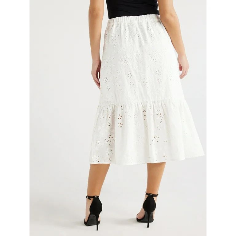 Sofia Jeans Women's Ruffle Pull On Skirt, Mid Calf Length, Sizes XS-XXXL | Walmart (US)