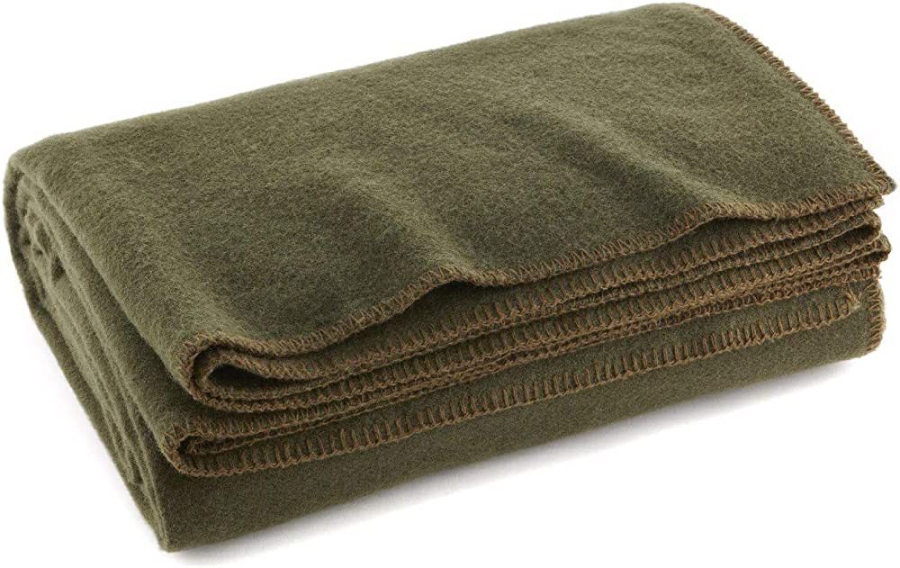 Olive Drab Green Warm Fire Retardant Blanket, 66" x 90" (80% Wool)-US Military Style | Amazon (US)