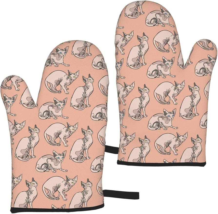 Hairless Naked Cats Oven Mitts Waterproof Non Slip Heat Resistant Kitchen Gloves for Baking Cooki... | Amazon (US)