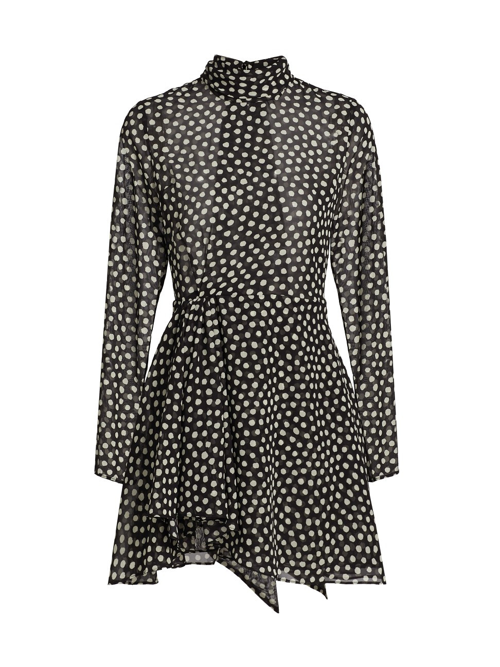 Women's Carlotta Polka Dot Tie Minidress - Black Ivory - Size Large | Saks Fifth Avenue