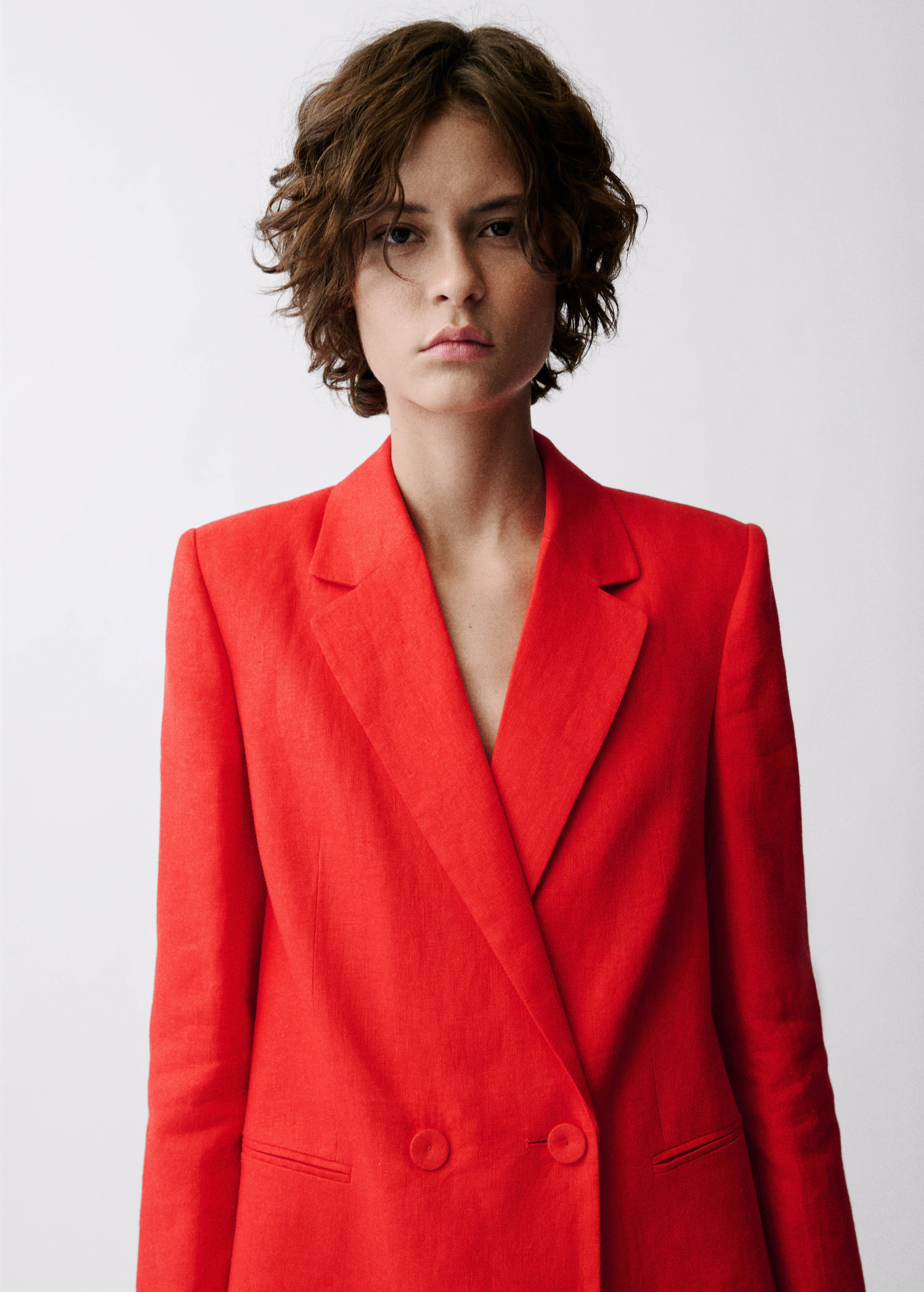 Double-breasted linen suit blazer - Women | MANGO USA | Mango (US/MX/AU)